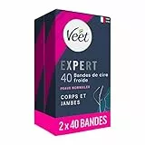 Veet Expert – Set mit 80 Kaltwachsstreifen für Körper & Beine – normale Haut – perfekte Verarbeitung – langanhaltende Haarentfernung – 2 x 40 Streifen