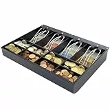 Acropaq - Kasseneinsatz Kompatibel mit allen 33 cm breiten Kassenschublade, 4 Münz- und 8 Scheinfächer - Schwarz BSIT335