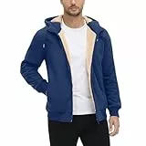 KOG Fleecejacke Herren Winterjacke Freizeit Cordjacke Vliesjacke Einfarbige Streetwear Kapuzenmantel übergangsjacke Steppjacke Puffer Jacke Parka Teddyfleece Jacke Wanderjacke Marine XXL