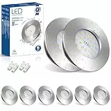 Allesgute 6er Led Einbaustrahler 230V Flach Led Spot 7W 850LM Nickel Gebürstet IP44 Bad Einbauleuchten 60-68mm Deckenspots 4500K Neutralweiß Einbauspots für Badezimmer Küche Wohnzimmer