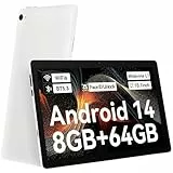 Laptok Tablet 10 Zoll Android 14 Tablet mit Octa-Core, Face ID, 8 GB + 64 GB + 1 TB Erweiterung, 1280 x 800 HD IPS Touchscreen, Android Tablet mit WiFi 6 BT5.3, Dual-Kamera 5 MP + 8 MP, Widevine L1