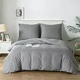 Good Nite Bettwäsche-Set 90g Gebürsteter 2Teilig Superweiches Bettbezug und Kopfkissenbezug (Grau, 135x200cm+80x80cm)