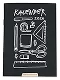 Eine der Guten Terminkalender A6 - Kalender 2026, mini Monatsplaner & Notizbuch, kleiner Softcover Taschenkalender Terminplaner, Schwarz Weiß, klimaneutral, FSC Papier
