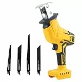 Säbelsäge Akku, Akku Säbelsäge kompatibel mit Dewalt 18V/20V Battery, 3500 RPM Reciprosäge bürstenloser Motor, mit 4 Säbelsägeblatt, Ideal zum Schneiden von Metall Holz (ohne Akku)