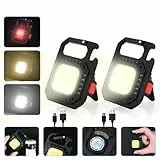 URAQT Mini LED Arbeitsleuchte,7 Modi 800 Lumen Wiederaufladbare Inspektionsleuchten Tragbare COB Schlüsselanhänger Taschenlampe mit Flaschenöffner Magnetfuß für Camping Auto Reparatur Wandern