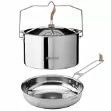 Primus Outdoor Kochset Edelstahl - Campfire Cookset Small - 3,0 L & 20 cm Camping Kochtopf - 21 cm Camping Pfanne - Camping Kochgeschirr für Lagerfeuer & Gaskocher - Camping Geschirr Edelstahl