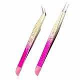 2 Stück Wimpern Pinzette wimpernverlängerung pinzette Edelstahl Pinzette Wimpernverlängerung Pinzette Nägel Pinch Gebogene Gerade Pinzette Wimpern Pinzette für Wimpernverlängerung und Nageldesign