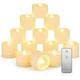 Aueamiliy LED-Teelichter Kerzen mit Fernbedienung, 12 Stück flackernde batteriebetriebene Teelichter inkl. CR2032-Batterien, warmweiß, 3,2 × 3,6 cm, für Hochzeit, Weihnachten, Halloween & Tischdeko