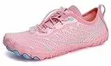 Teechodina Herren Barfußschuhe Zehenschuhe Wasserschuhe Strandschuhe Barfussschuhe Damen Barfußschuhe Traillaufschuhe Aquaschuhe Schwimmschuhe Surfschuhe, B Rosa, 42