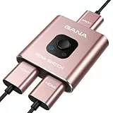 GANA HDMI-Schalter, 4K-HDMI-Switch, 2-in-1-Ausgang oder 1-in-2-Ausgang, Aluminium, für TV/PC/Laptop/DVD/PS4/PS3/Xbox 360/Xbox One/TV-Stick/Gaming-Box/Blu-Ray-Player/Projektor (Rosa)
