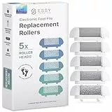 Essy Elektrischer Hornhautentferner Ersatzrollen – Set mit 5 Ersatzköpfen in Feiner, Mittlerer und Grober Struktur, Ersatzrollen Ultra Stark Für Effektive Hornhautentfernung und Pedikürepflege (Weiß)