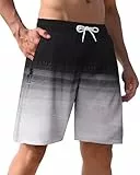 APTRO Herren Badeshorts Badehose Lang mit Mesh-Futter Schnelltrocknend Boardshorts mit Reißverschlusstaschen Sport Shorts MK078 Schwarz L