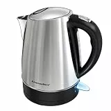 KitchenBoss Elektrischer Wasserkocher 1,7L Edelstahl 2100W, mit Kalkfilter, Wasserstandsanzeige, Automatische Abschaltung, 360°-Basis, Trockengehschutz, Silber