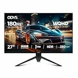 ODYS i27-Q-180-27 Zoll Gaming Monitor (69 cm Bildschirm, WQHD, 2.560 x 1.440 Pixel, 180 Hz, 1 ms Reaktionszeit (MPRT), Fast IPS Panel, FreeSync, HDMI, DisplayPort, 3,5 mm Kopfhöreranschluss)