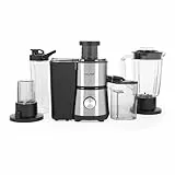 Salter 4-in-1 Entsafter & Mixer – Obstentsafter & Smoothie-Maker, 1L Mixbehälter, inklusive 600ml Sportflasche, Kaffeemühle, 2 Geschwindigkeitsstufen & Impulsfunktion