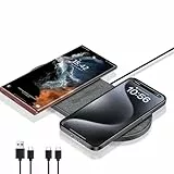 40W Wireless Charge pad,Dual 20W schnelle kabellose Ladepad für iPhone 16 15 14 13 12 11/Pro/Pro Max,Apple Airpods 4/3/Pro,15W 2 in 1 Kabellose Ladestation für Samsung Galaxy S24/Galaxy Buds