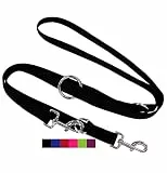 DEY - Premium Hundeleine Nylon 2m | 3fach Verstellbar | für Kleine, Mittelgroße u. Große Hunde | viele Farben |Doppelleine Hund Katze Welpe | Schleppleine |Führ-Leine | Welpenleine | Schwarz, S