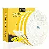 fowong Fensterdichtung Selbstklebend 15m(L)/3 Rollen, Abnehmbarer Klebstoff, Dichtungsband Selbstklebend für Türen Fenster, Dichtungstreifen Wetterfest, Kollisionsprävention, Schalldämmung, weiß