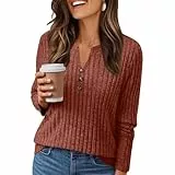 Generisch Kleidung Damen Pullover Winter Winterpullover Warm Sweatshirt Oversized Dünne Tanmolo Häkelpullover Strickpullover Rot 2XL