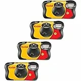 Kodak Fun Saver Einwegkamera mit Blitz, 35 mm, Einwegkamera mit Blitz, 27 Belichtungen, 4er-Pack