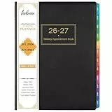 Terminkalender 2026 2027 - Terminplaner A4 von August 2026 bis Juli 2027, Wochenansicht, Stundenplaner, Softcover Terminbuch, 15 Minuten Intervall, 21,8 x 29 cm, Schwarz