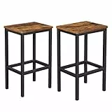VASAGLE Barhocker, 2er Set, Barstühle, Küchenstühle, für Küche, Wohnzimmer, Esszimmer, 40 x 30 x 65 cm, vintagebraun-schwarz LBC65X, 6955880358403
