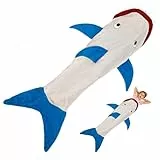 Kanguru Hai Decke zum anziehen, Shark Blanket für Kinder, weiche Mikrofaser-Fisch Plaid, für Sofa, Reisedecke 142cm lang, mit Flosse, Geschenkidee Geburtstag, Grigio, Blu, Rosso