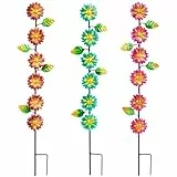SATHGA Dekorative Gartenstecker für den Außenbereich, Frühlingsblumen, Metallblumen, Dekoration für den Außenbereich, Terrasse, Veranda, Dekoration (57 x 13 cm), 3 Stück