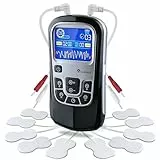 Auxoliev TENS Gerät Schmerztherapie，2 Kanäle EMS Gerät，25 Modi und 50 Intensitätsstufen，Reizstromgeräte Gegen Schmerzen mit 10 Elektroden Pads (Schwarz)