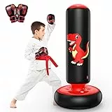 QPAU Boxsack: Aufblasbarer Standboxsack für 3-8 Kinder, Geschenke für Jungen und Mädchen, Boxsack Stehend Kinder Set für die Praxis Karate, Taekwondo, MMA