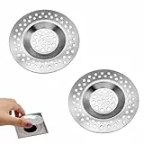 2 Stück Abflusssieb Edelstahl, Löcher Waschbecken Sieb, Haarsieb Dusche, Abfluss Siebe, Abflusssieb Siebe, für Dusche, Badewanne, Spülbecken Einfach Reinigen, Sink Strainer