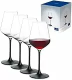 Villeroy & Boch – Manufacture Rock, Rotweinglas Set 4 Teilig 380 Ml, Weingläser Schwarz, Gläser Wein Schwarz, Rotwein Gläser Schwarz Matt, Weinglasset, Außergewöhnliche Gläser, Kristallglas