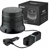 Justech 72LED Notbeleuchtung Rundumleuchte 16x16x12.5cm Warnleuchten Blitzleuchte 6 Blitzmuster mit 5m Netzkabel 12/24V Notfallblinklampe Magnetfuß mit E57 und Zigarettenanzünde - Schwarz