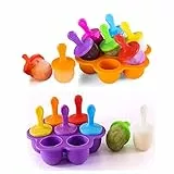Eisformen Silikon, 2 Stück Eis am Stiel Silikon, Mini Eisformen, Eisförmchen Popsicle Formen (Lila Orange)
