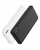 AsperX Power Bank 10000mAh 2 Stück, Slim Klein Aber Stark Externer Handyakkus, USB C Eingang und Ausgang Powerbank, Tragbares Ladegerät mit 4 Ports kompatibel mit iPhone, iPad, Huawei, Tablet