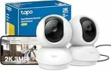 Tapo TP-Link C210P2 WLAN IP Kamera Überwachungskamera (Linsenschwenkung und Neigung, 3MP-Auflösung, 2-Wege-Audio, Nachtsicht zu 9m, bis zu 256 GB lokaler Speicher) Weiß/Schwarz, 2Stück