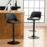 YOUNIKE Barhocker 2er Set, Barstühle Bar Stool Höhenverstellbar Drehstuhl, Küchenstühle Tresenstuhl mit Hohler Rückenlehne, Hohe Barhocker für Bartheke Küche, Schwarz