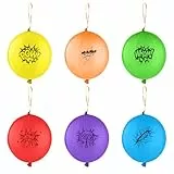 Punch luftballons geburtstag, 6 Stück Punch Luftballons Bunt mit Pow Wow Zap Muster, Springbälle Ballon Rot Blau Grün, Ideal Party Deko für Geburtstag Spiel Partyzubehör Kinder, Bouncing Ball