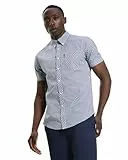 Ben Sherman Herrenhemd, kurzärmelig, Gingham-Muster, lässig, Knopfleiste, Dunkelblau, XXL