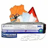 First Aid Only Kfz Set Verbandtasche DIN 13164 mit Warndreieck und 2 x Warnweste | Auto Erste Hilfe Set für HU & TÜV | Verbandskasten für Auto und Motorrad | P-10021