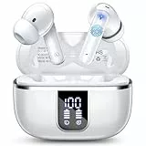 Bluetooth Kopfhörer, 3D HiFi Stereo Kopfhörer Kabellos Bluetooth mit 4 ENC Mic, 46 Std Noise Cancelling Kopfhörer mit USB-C-Schnellladung, IPX7 Wasserdichte In Ear Ohrhörer für Android iOS. Weiß