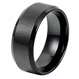 OIDEA Herren Edelstahl Ring mit personalisiert Gravur, 8mm Retro Polished Schwarz Verlobungsringe Trauringe (Ohne Gravur, 62(19.7))