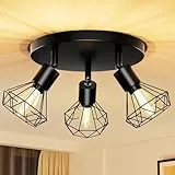 Deckenlampe LED Deckenleuchte 350° LED Deckenspots Lamp E14 3 Flammig Deckenstrahler Schwenkbar Schwarz Lampen Küchenlampe Wohnzimmer, Flurlampe Hanging Ceiling Modern für Küche, Flur,Schlafzimmer