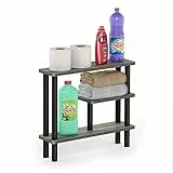 Furinno platzsparendes Lagerregal, holz, Französische Eiche Grau/Schwarz, 14.5 x 53 x 46.61 cm