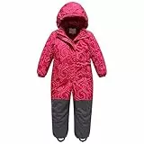 Hotgreenpepper Schneeanzug Baby Kinder Jungen Skianzug Mädchen Einteiliger Schneeanzüge Unisex Winterjacke mit Abnehmbarer Kapuze Wasserdicht Winddicht Ski Jacke&Skihose, Rosa, 122-128