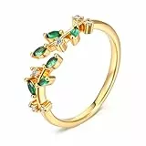 YUXIANLB Bougainvillea Ring vergoldet Adjustierbarer Blatt Stapelring für Frauen Eleganter Wickelring Statement Ring minimalistischer Schmuck Geschenk für Geburtstag Hochzeit Valentinstag Schmuck