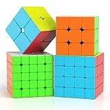 ROXENDA Zauberwürfel Set, Speed Cube Set von 2x2 3x3 4x4 5x5 Speedcube mit Geschenkbox für Kinder, Geeignet für Anfänger und Profis, Stickerless