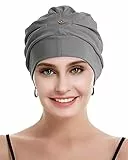 osvyo Baumwolle Chemo Kopfbedeckung für Damen Krebs Haarausfall Hut - Baumwolle Leichte Kopfbedeckung Versiegelte Verpackung DUNKEL GRAU