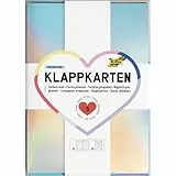folia 150561 - Klappkarten IRIDESCENT, 5 Karten 10,5 x 14,8 cm und 5 Briefumschläge 11 x 15,5 cm in irisierend-schillernd, für Gruß- und Glückwunschkarten
