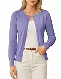 GRACE KARIN Violette Strickjacke für Damen, elegant, leicht, Button-Down-Pullover, Jacken, Sommer, Herbst, Strickjacken, Größe L